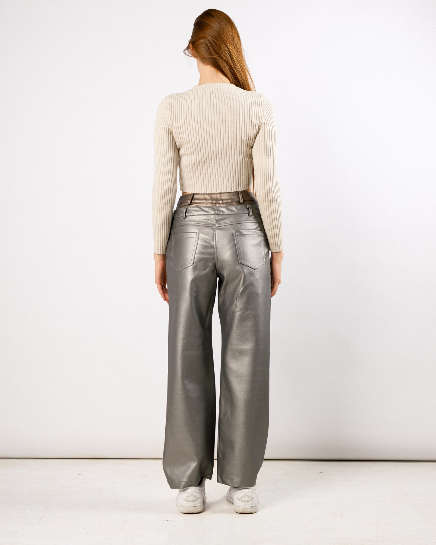 Silver X Gold duplicated high-rise leather trousers